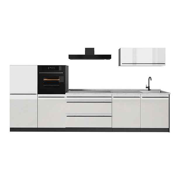 Vicco KUCHYŇSKÝ KOUT R-Line, Bílá vysoký lesk/Antracit, 340 cm pracovná doska Mramor