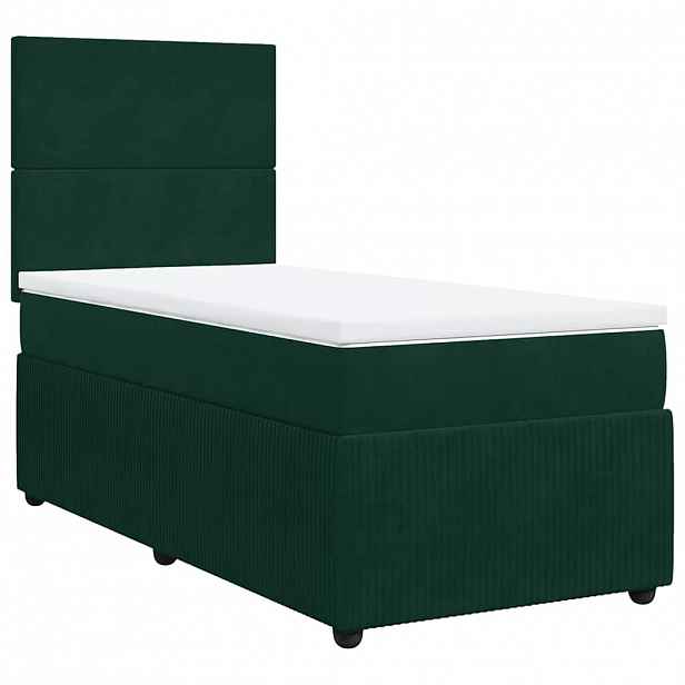 vidaXL Box spring postel s matrací tmavě zelená 90x200 cm samet