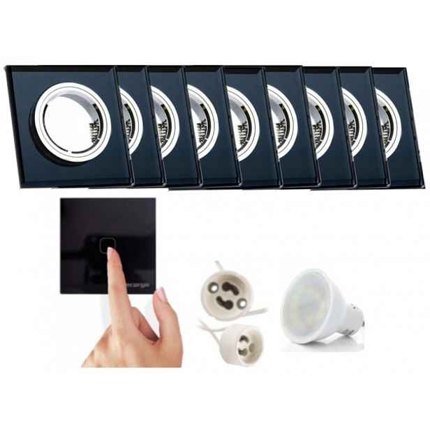 9 X Černá Lampička, Zapuštěná Objímka, Vypínač Led Žárovky, 1.5 W, Neutrální Barva
