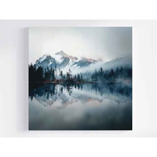 Obraz Na Plátně Canvas Hory Jezero Odraz Mlhy Krajina Zen 50x50