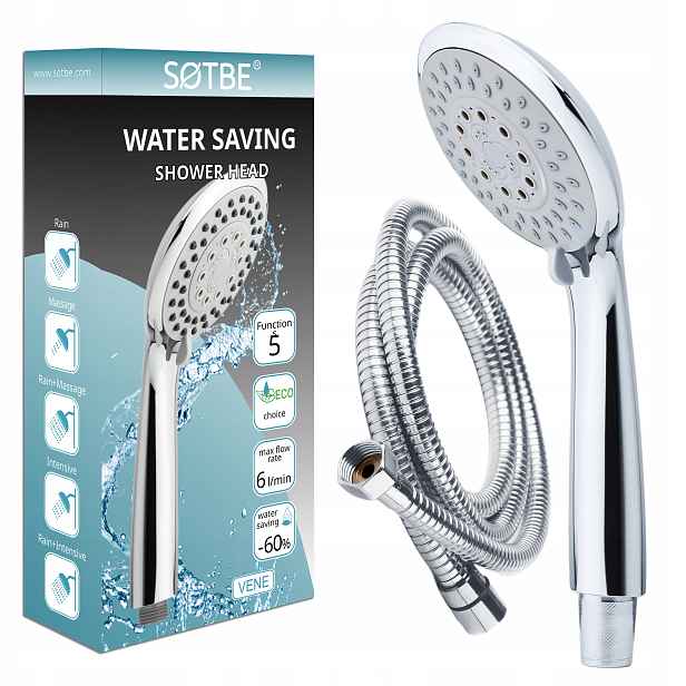 Sprchová Hlavice s hadicí 5 Funkcí Silný Tlak Eco komplet Sotbe