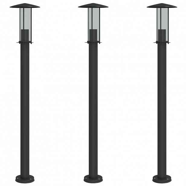 vidaXL Venkovní stojací lampy 3 ks černé 100 cm nerezová ocel