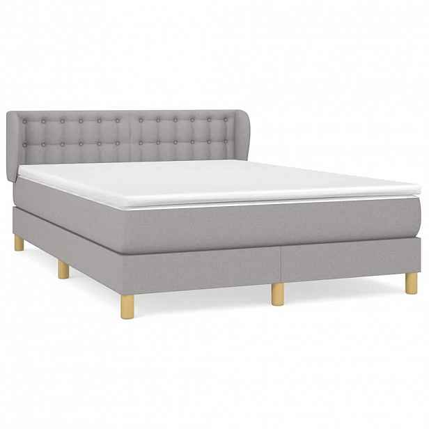 vidaXL Box spring postel s matrací světle šedá 140 x 190 cm textil