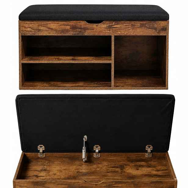 Botník S Sedákem 80X30X43 CM, Tmavě Hnědá Mdf, Do Předsíně