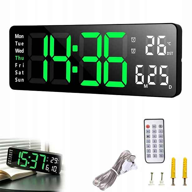 Budík Nástěnné Hodiny Velké Elektronické Stojící Na Stěnu Led