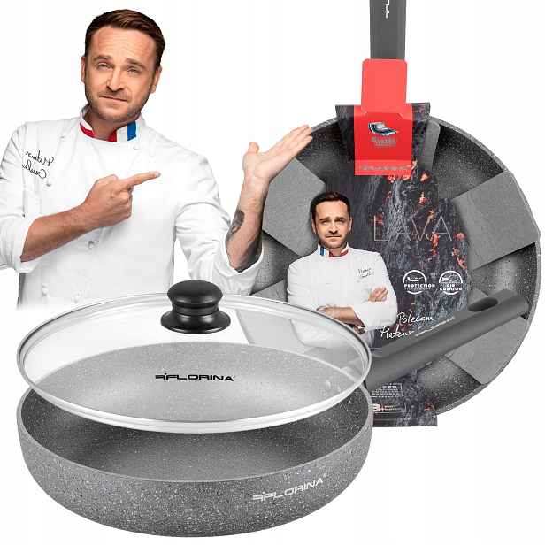 Tradiční nepřilnavá plynová indukční pánev 28 cm Víko