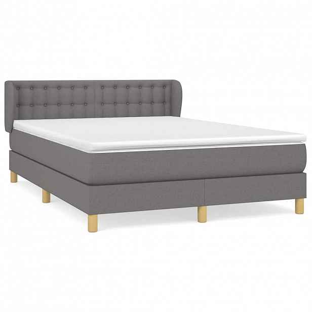 vidaXL Box spring postel s matrací tmavě šedý 140 x 190 cm textil