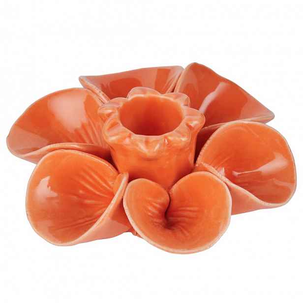 Butlers BLOSSOM Svícen na dlouhou svíčku květ - oranžová