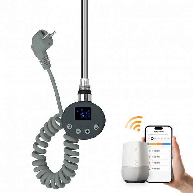 EMKE RADIÁTOR Topné těleso s termostatem, antracit, 900 W, 83/6,9/6,2 cm