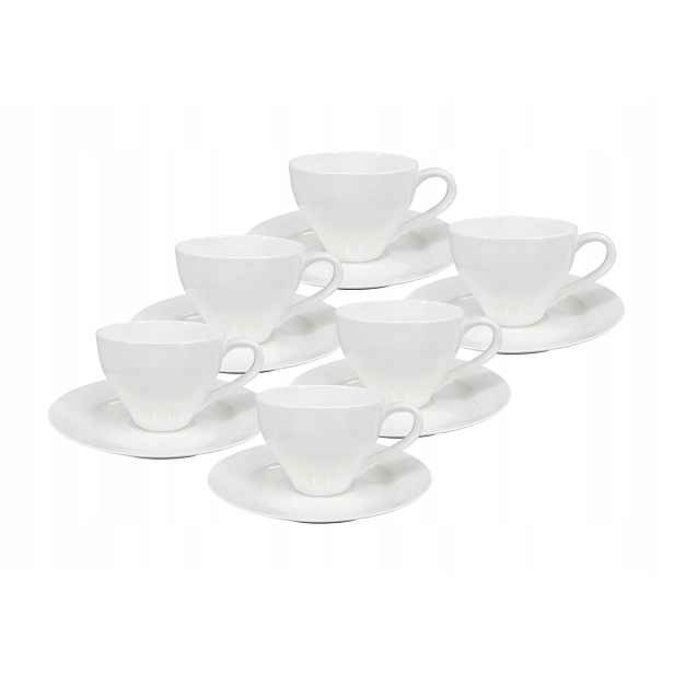 Sada 6 ks porcelánový šálek s podšálkem Elano 200 ml, bílý