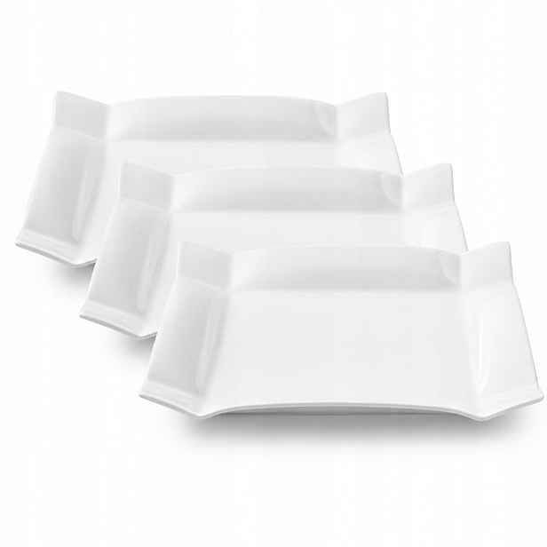Jídelní talíř 25x25 cm z bílého porcelánu Wilmax čtvercový, mělký, 3 ks