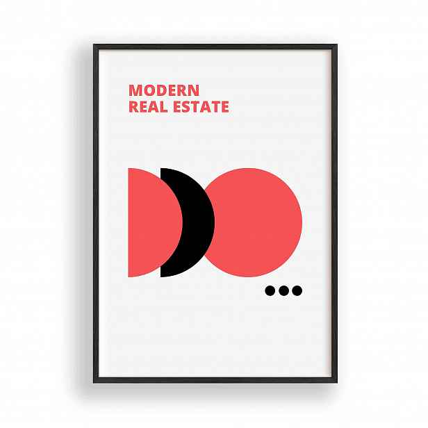 Geometrický moderní obraz Plakát Rámeček Dřevěný Černý 30x42 cm