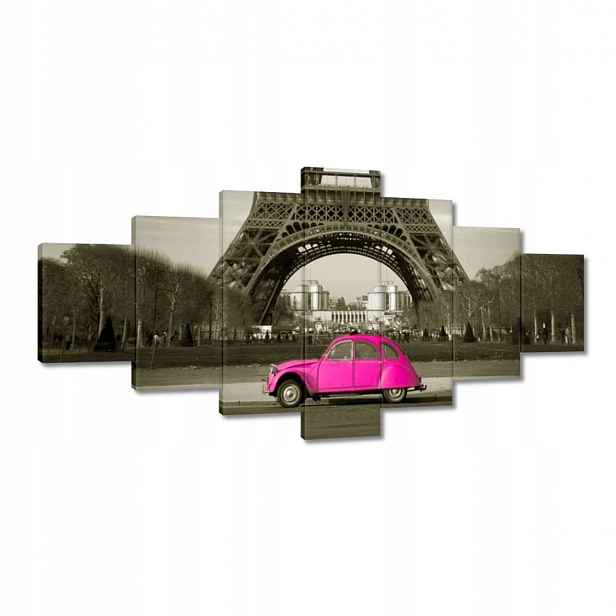 Obrazy 210x100 Růžový Citroen v Paříži