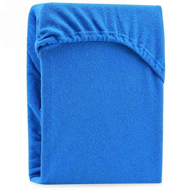 Modré elastické prostěradlo na dvoulůžko AmeliaHome Ruby Blue, 220-240 x 220 cm