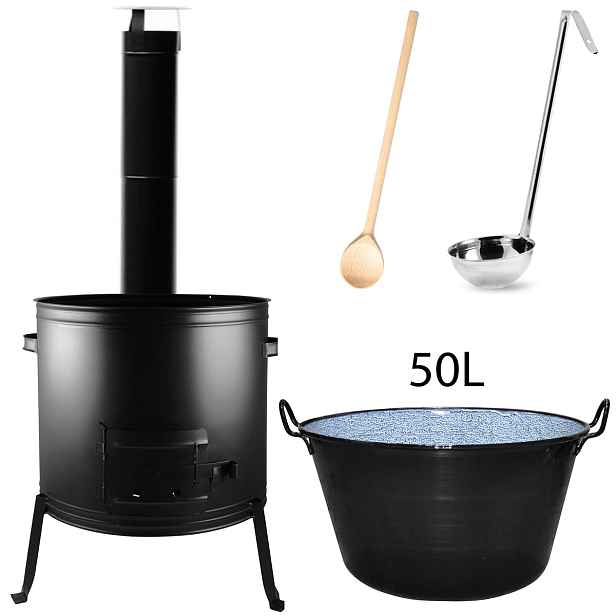 Perfect Home Set-57 Kotlíková souprava 50L, 5ks – kotlina/kouřovod/kotlík/vařečka/naběračka