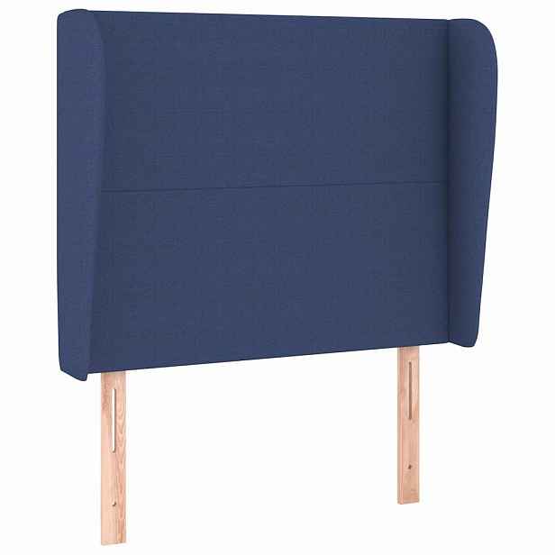 vidaXL Čelo postele typu ušák modré 93x23x118/128 cm textil