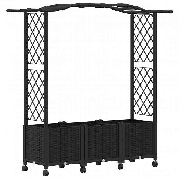 vidaXL Vyvýšený záhon s treláží a střechou Černá 164 x 40 x 144 cm PP