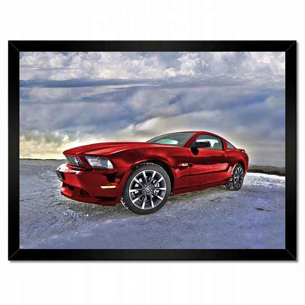 Plakáty v rámu 40x30 Červený Mustang Sníh