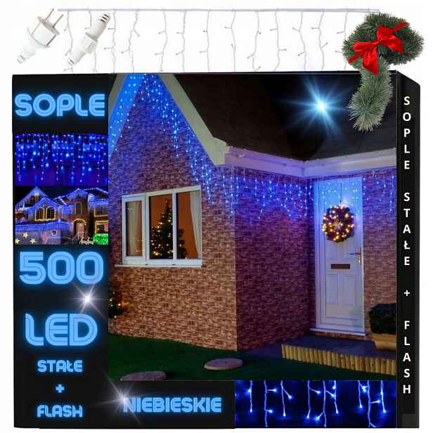 Modré Led Rampouchy Vánoční Světla 500 Led Venkovní Na Dům Led Závěs