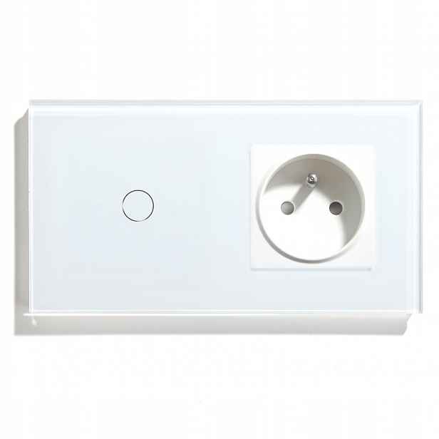 Dotykový Spínač Jednoduchý 1K Se Zásuvkou Vypínač Skleněný Zásuvka 230V
