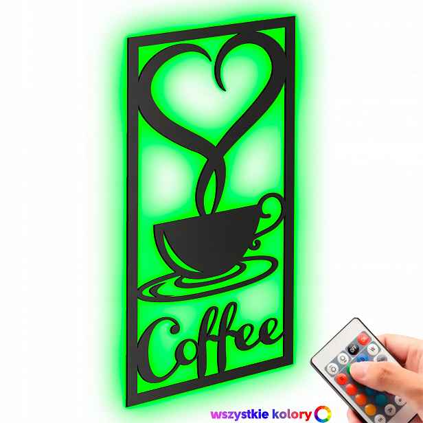 Dřevěný 3D obraz Kitchen Coffe ve stylu loftu Nástěnná Noční Lampa Led
