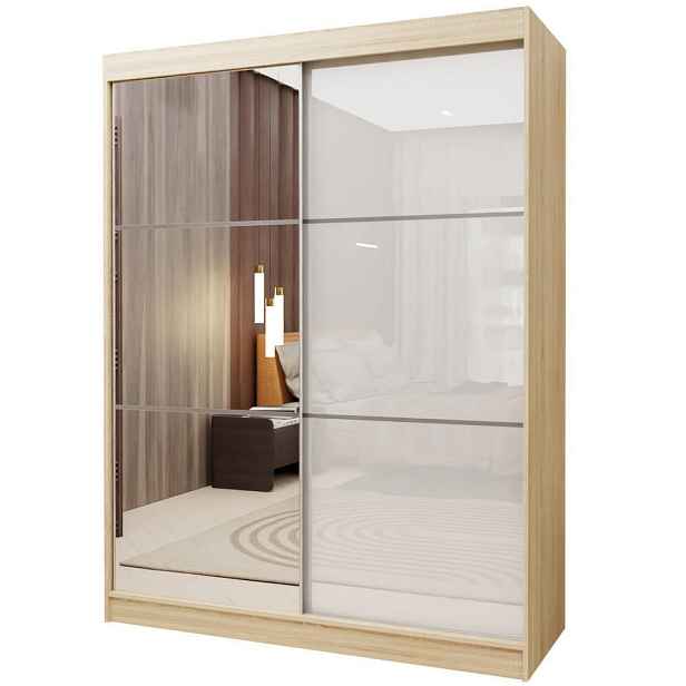 MASSENO ŠATNÍ SKŘÍŇ S POSUVNÝMI DVEŘMI VITALE, 150/216/61 cm 2dveřová se zrcadlem, dub Sonoma