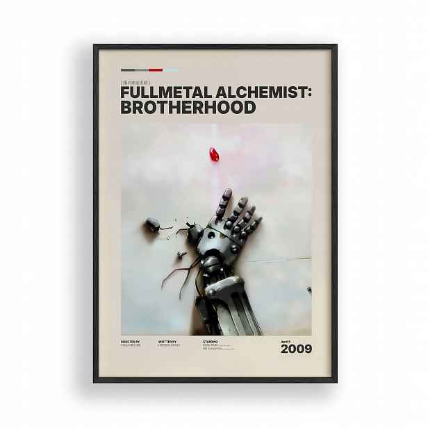 Obraz Fullmetal Alchemist Automail Plakát Rámeček Dřevěný Černý 30x42 cm