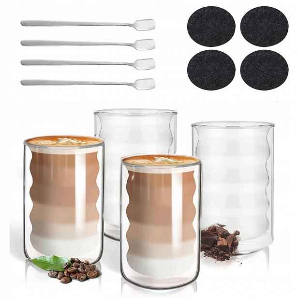 4 ks Termosklenice Na Kávu Latte Drinků 350 ml