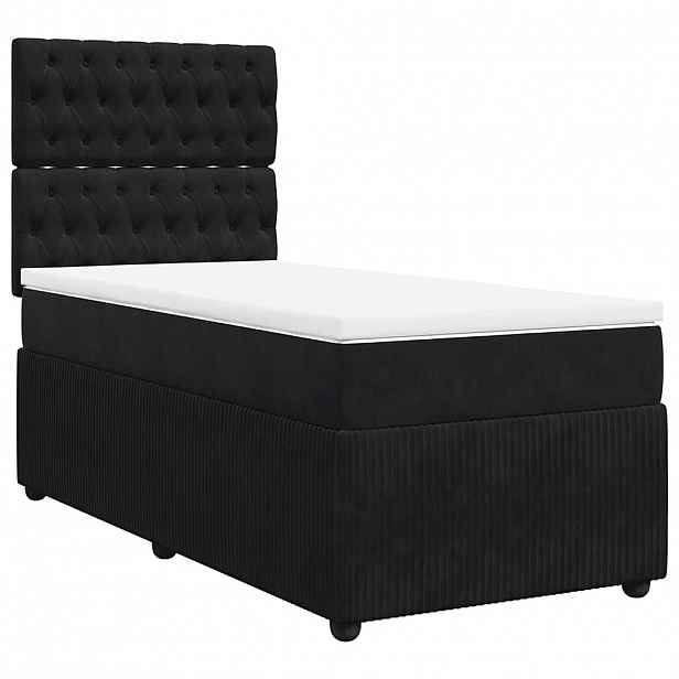 vidaXL Box spring postel s matrací černá 90x200 cm samet