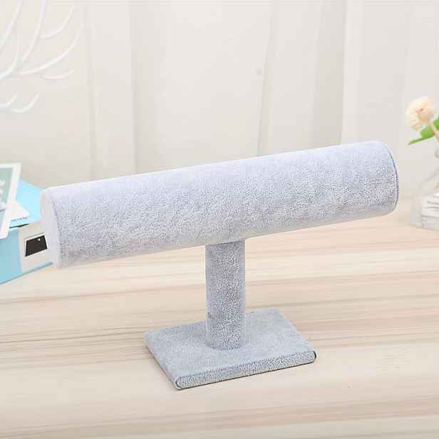 TEMU 1ks Kulatý Organizér na Šperky z Tkaniny pro Náramky, Hodinky a Vlasové Dopňky - Víceúčelová Úložná Stojan s Háčky, Černá/Šedá/Žlutá - Elegantní