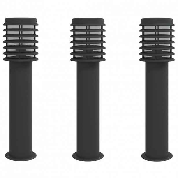 vidaXL Venkovní stojací lampy 3 ks černé 60 cm nerezová ocel