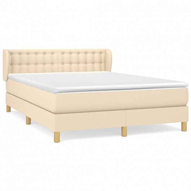 vidaXL Box spring postel s matrací krémová 140x190 cm textil