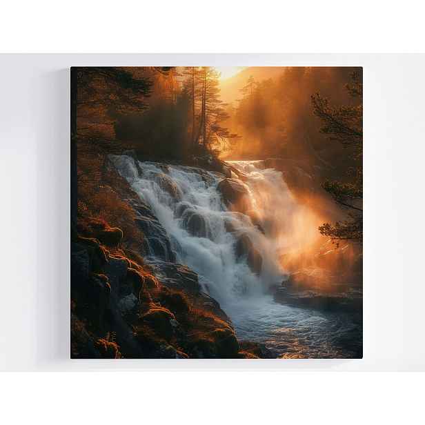 Obraz Na Plátně Canvas Krajina Les Vodopád Slunce Příroda 50x50