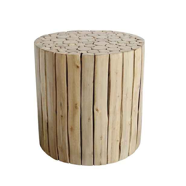 Přírodní kulatý stůl z dřevěných špalíků Eucalypt - Ø 30*30cm Chic Antique