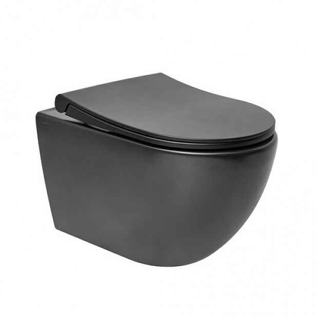 VitrA VitrA Project wc s prkénkem softclose závěsné s60 černá mat zadní odpad 7510-083-6319