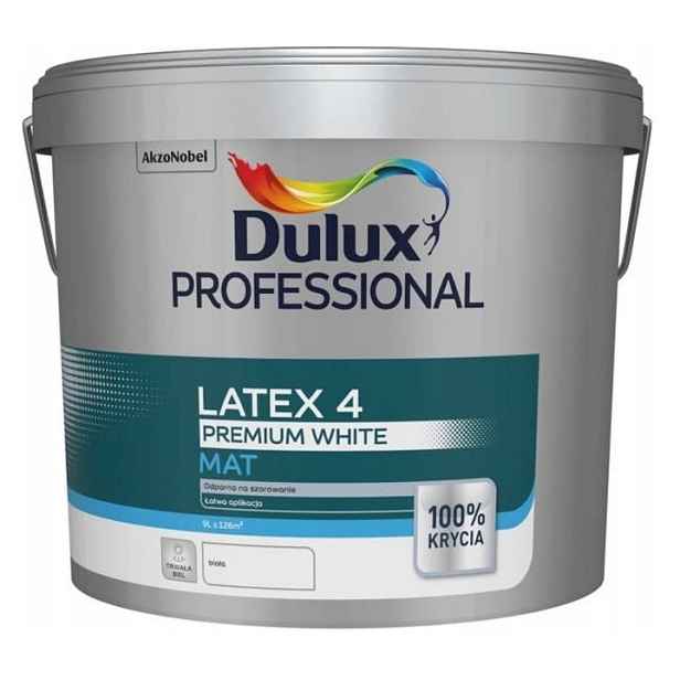 Dulux Professional Latex 4 Latexová Barva Premium Bílá Matná 9L