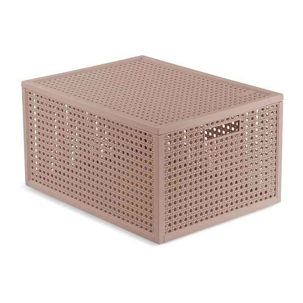 Starorůžový úložný box s víkem z recyklovaného plastu 30x38x21 cm Kaya – Curver