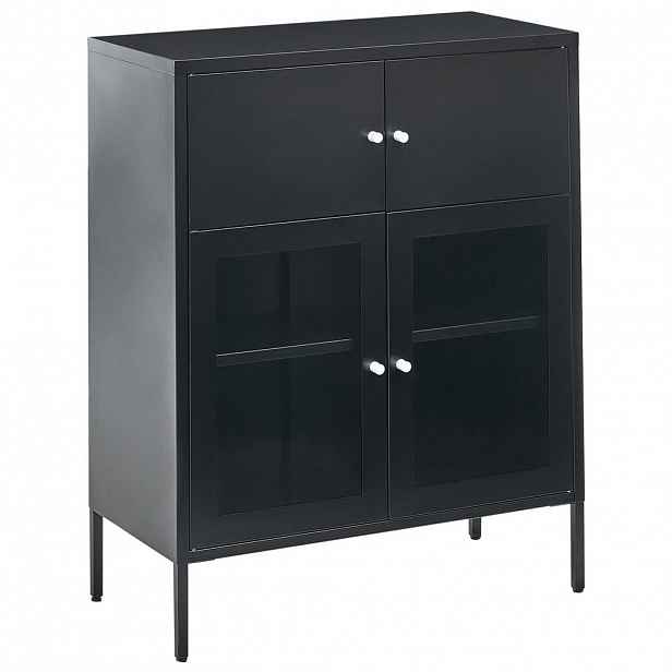 Beliani SIDEBOARD se skleněnými dveřmi Kov 80 cm Černý Esholt