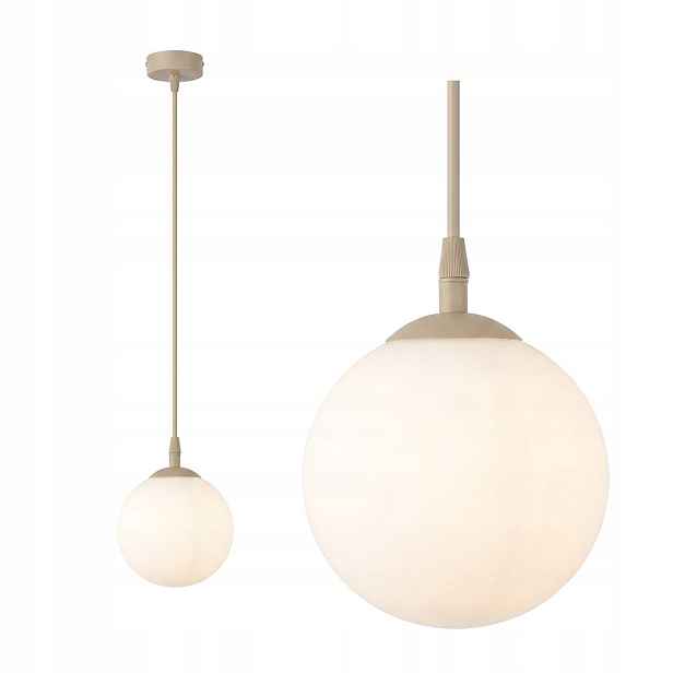 Emibig závěsná lampa cosmo béžovo-bílá skleněná koule 1xE14 10W