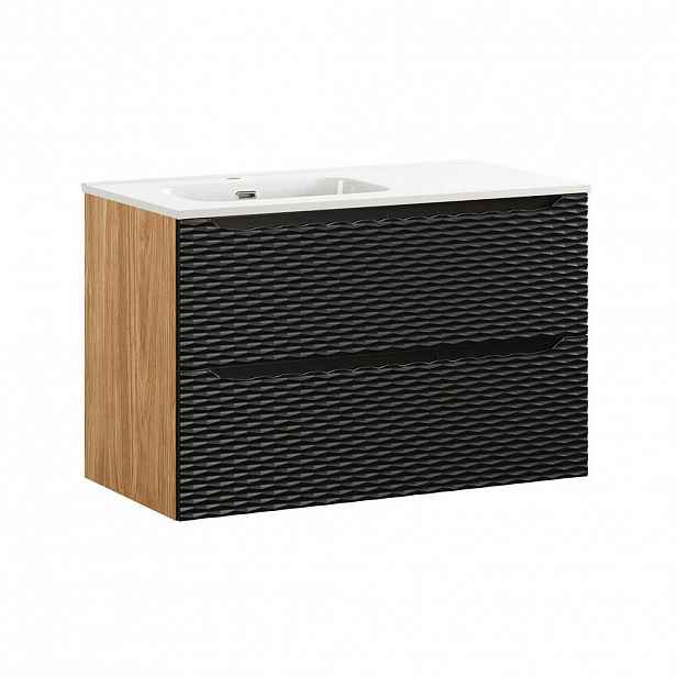 Petits-meubles UMYVADLO 90cm Elora Černá a dřevěná
