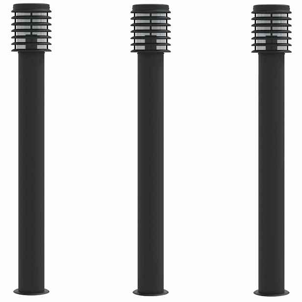 vidaXL Venkovní stojací lampy 3 ks černé 110 cm nerezová ocel