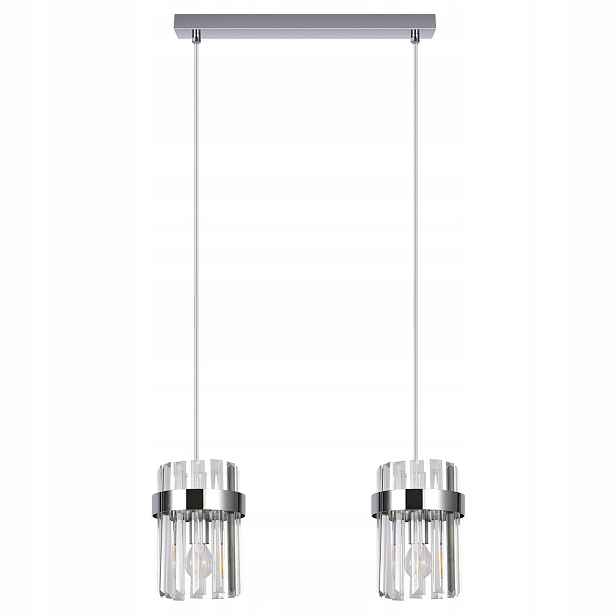 Závěsná lampa chrom 40 cm, skleněné stínítko 2xE14 Vetro Light Prestige