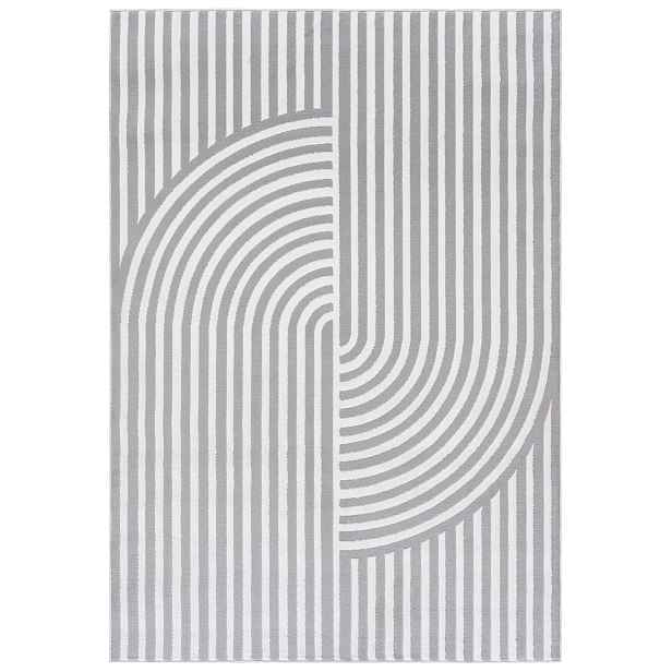 Koberec do obývacího pokoje bílý 200x300 cm, geometrické oblouky, moderní, měkký