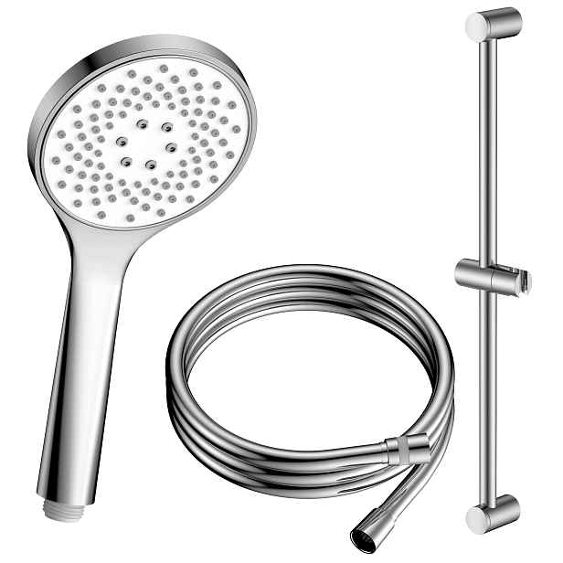 Sprchový set sprchová hlavice hadice 150 cm, nástěnná nastavitelná tyč, chrom