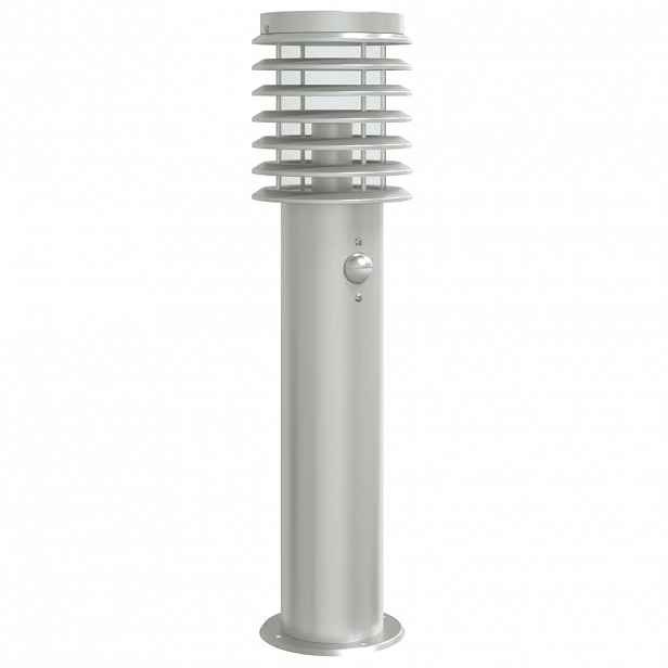vidaXL Venkovní stojací lampa s čidlem stříbrná 60 cm nerezová ocel