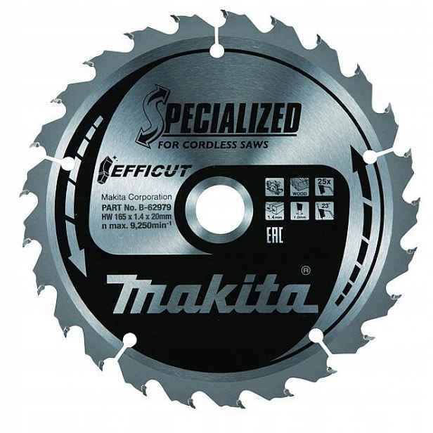 Makita B-62985 pilový kotouč Efficut 165*20mm 25Z vhodný pro aku pily (old=