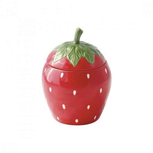 Jahodový úložný kontejner s víkem, porcelán, 12,5 x 18 cm, "Jardin des