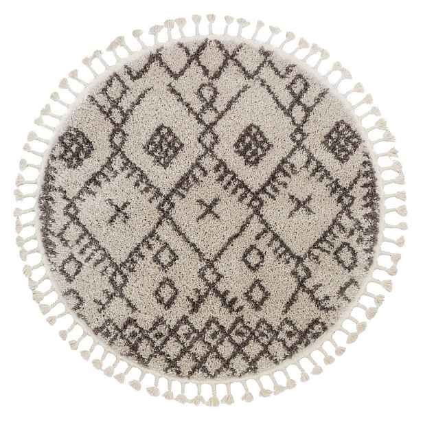 Kusový koberec Berber Tanger B5940 cream and brown kruh, 120x120 (průměr) kruh, hnědá, obývací pokoj, Dywany Łuszczów