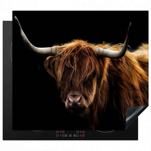 MuchoWow KRYT NA INDUKČNÍ DESKU Skotský horal - Rohy - Černá - Zvířata - Příroda - Divoká - Kráva 57.6x51.6 cm
