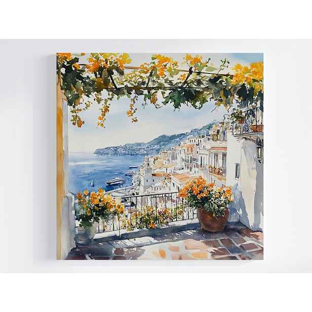 Obraz Na Plátně Plátno Terasa Balkon Výhled Město Jiho Moře 50x50
